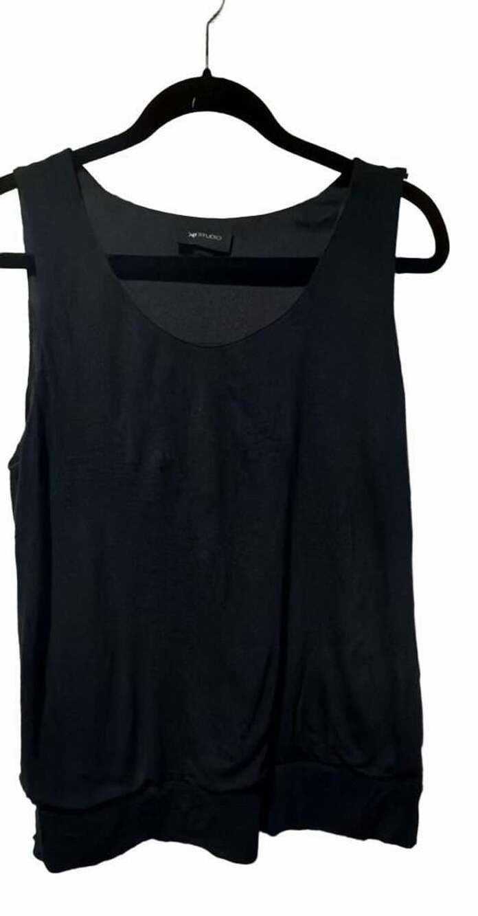 AB Studio Black Ruched Side Tank Top